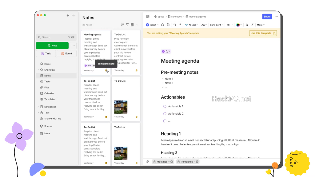 Evernote 2025 Notes Window