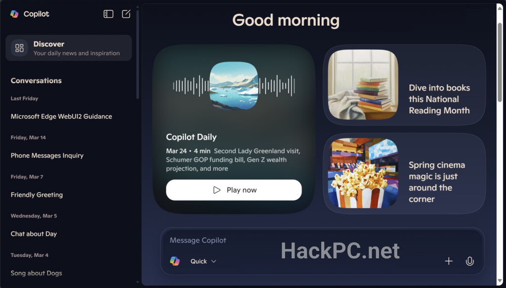 Copilot AI 2025 Main Interface