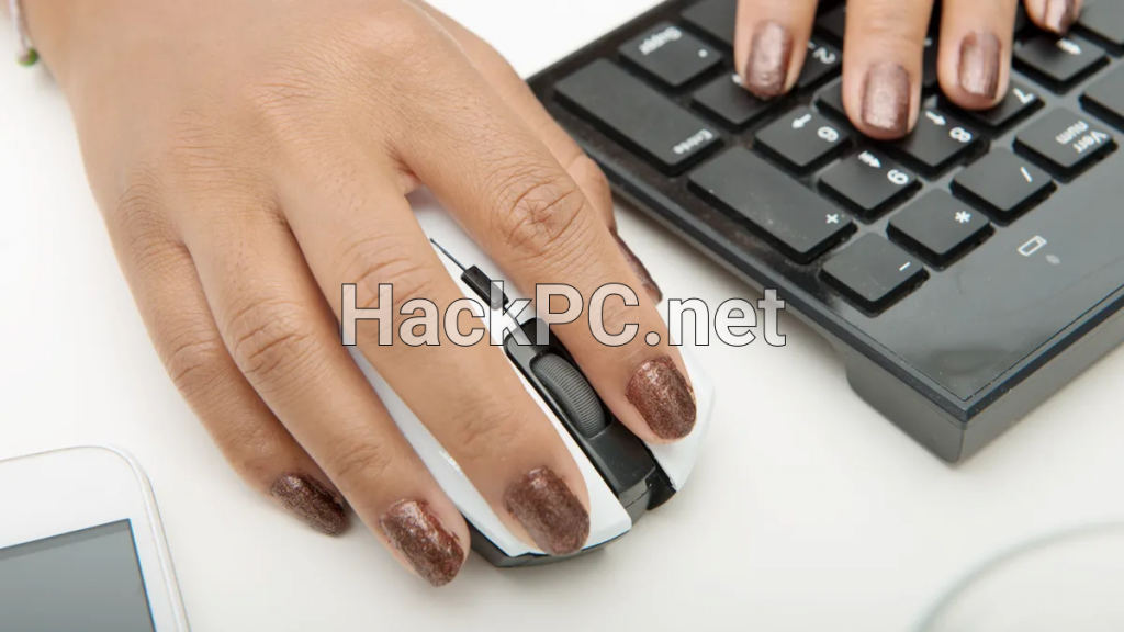 Woman using mouse