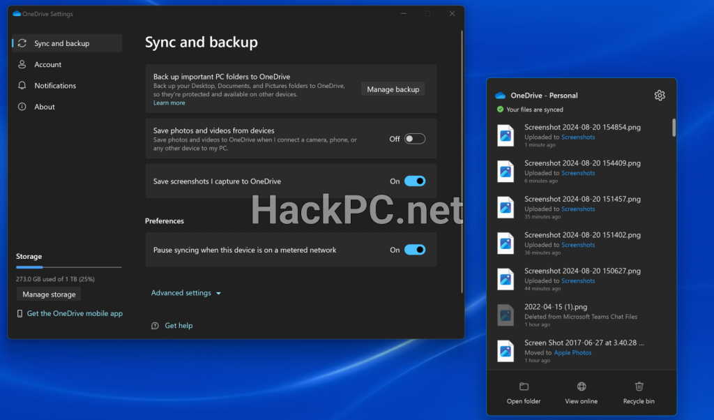 OneDrive Settings