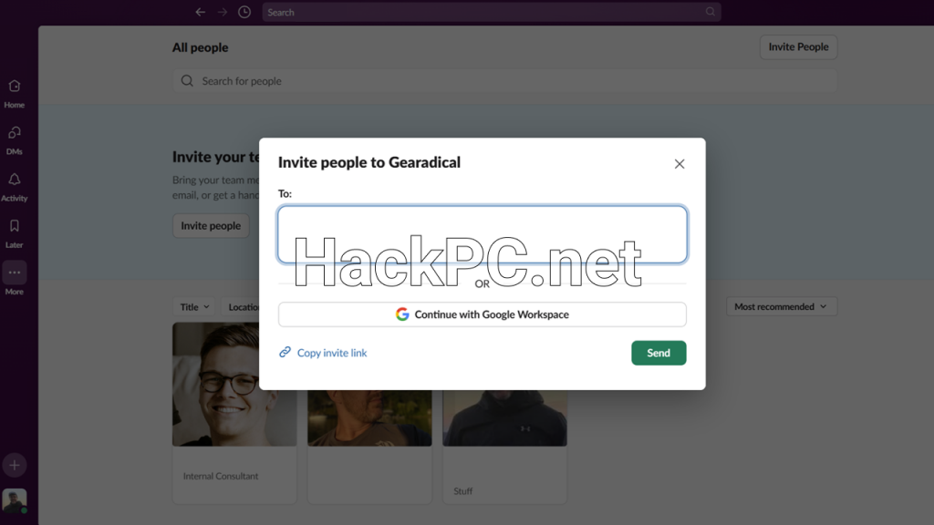 Inviting people in Slack