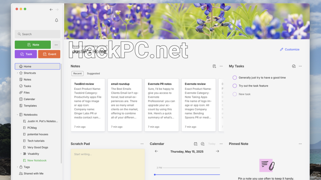 Evernote 2025 Interface