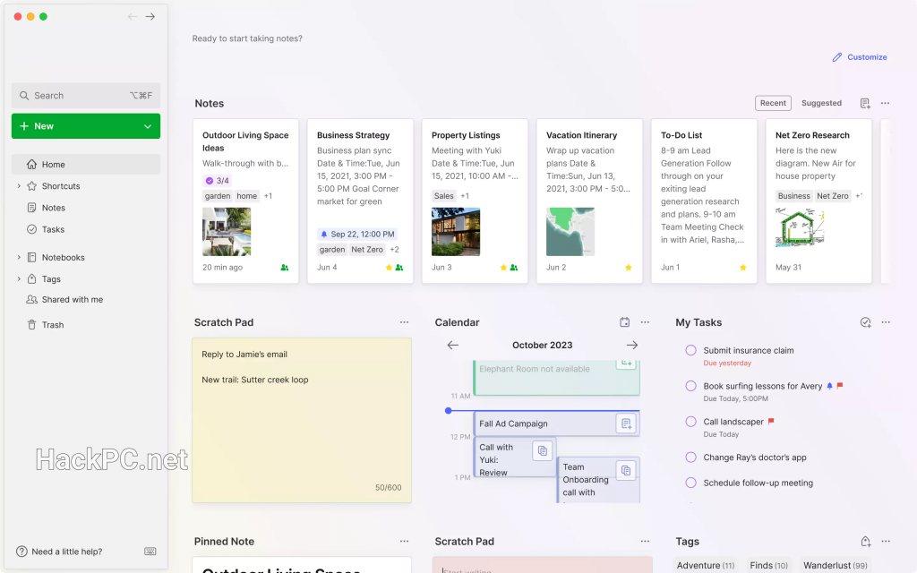 Evernote 2025 Homepage