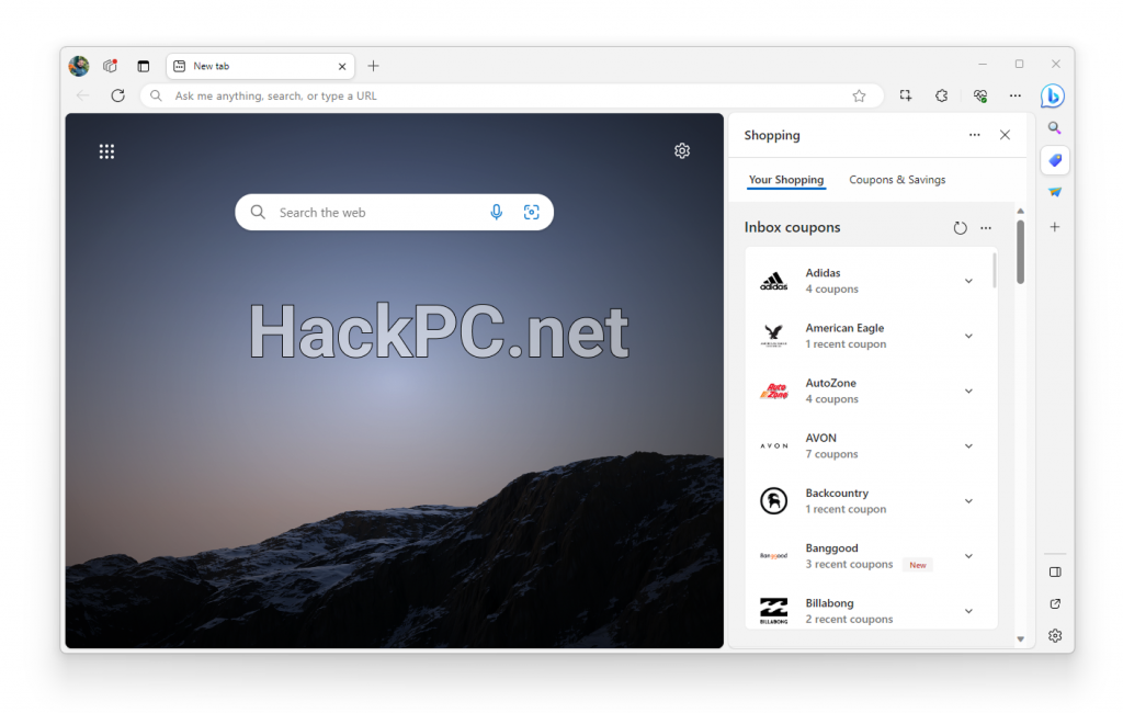 Edge Browser 2025 Interface