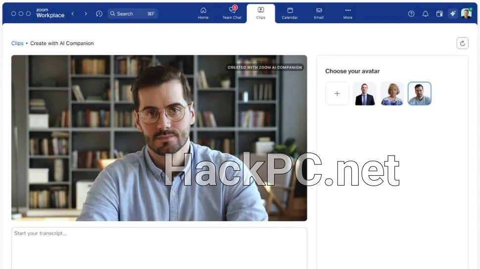 Zoom AI Companion 2025 Avatar Choosing Window