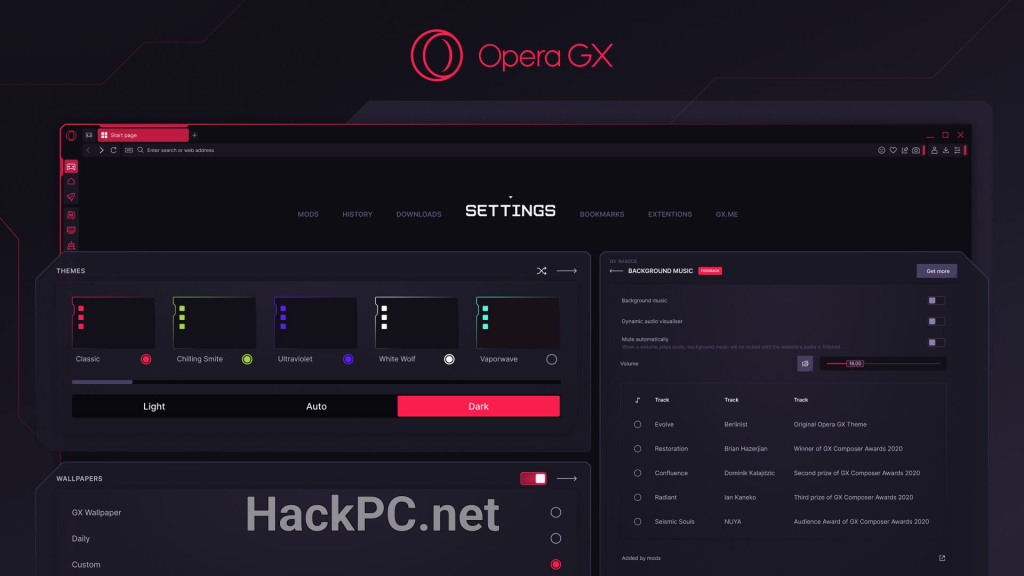 Opera GX Settings