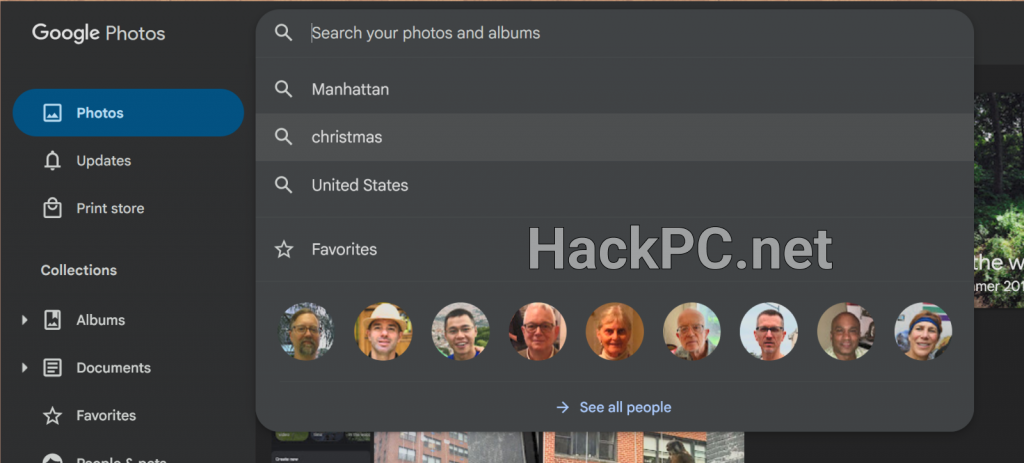 Search suggestions in Google Photos