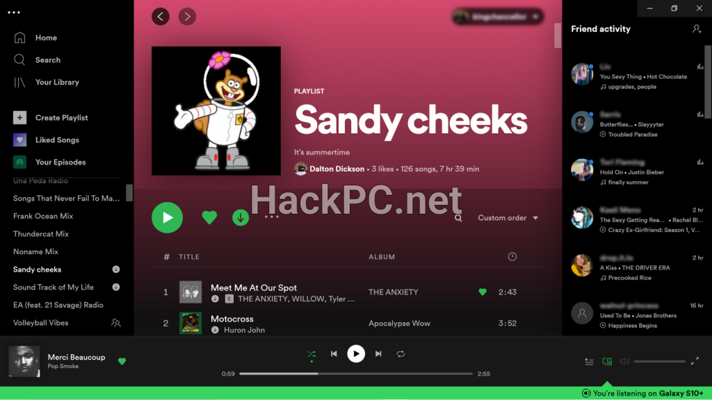 The Spotify interface