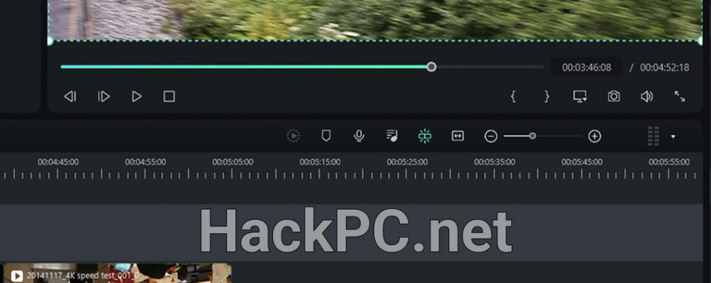 Controls above timeline in Wondershare Filmora