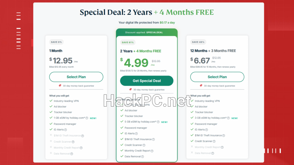 ExpressVPN's pricing page