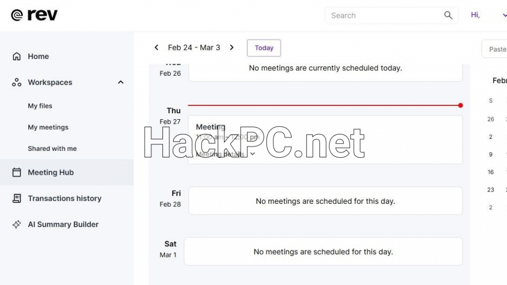 Rev Calendar integration