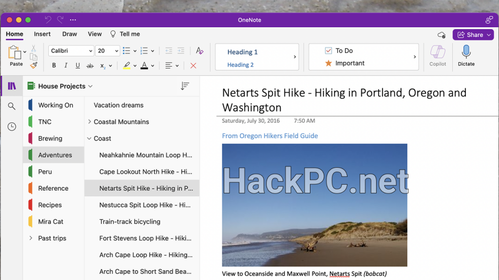 OneNote on macOS