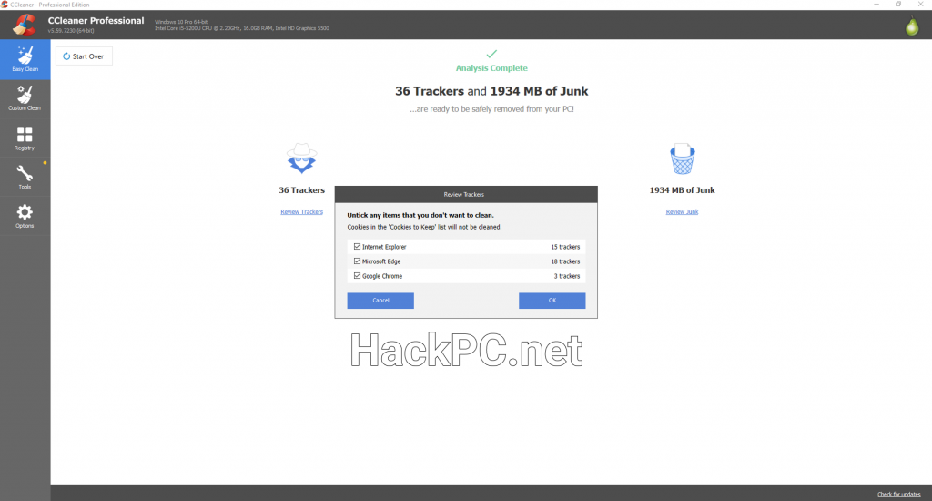 CCleaner Professional Tracker
