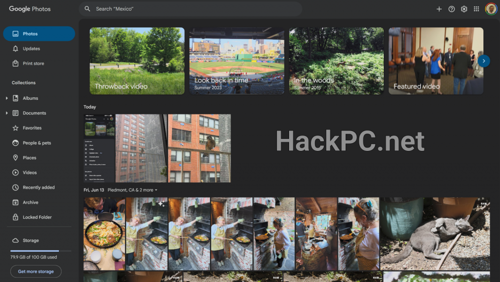 Google Photos on desktop web