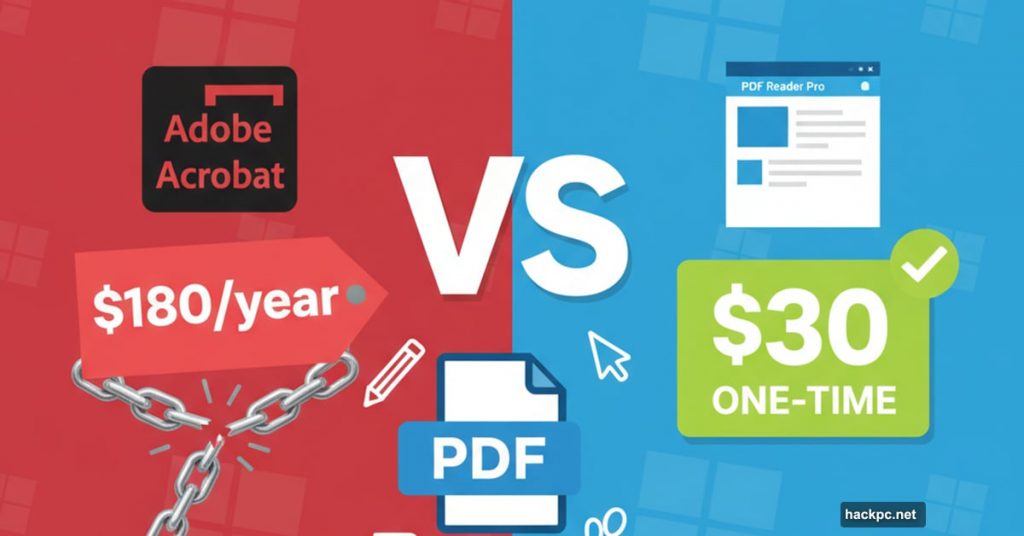 Adobe Acrobat versus affordable PDF Reader Pro pricing comparison