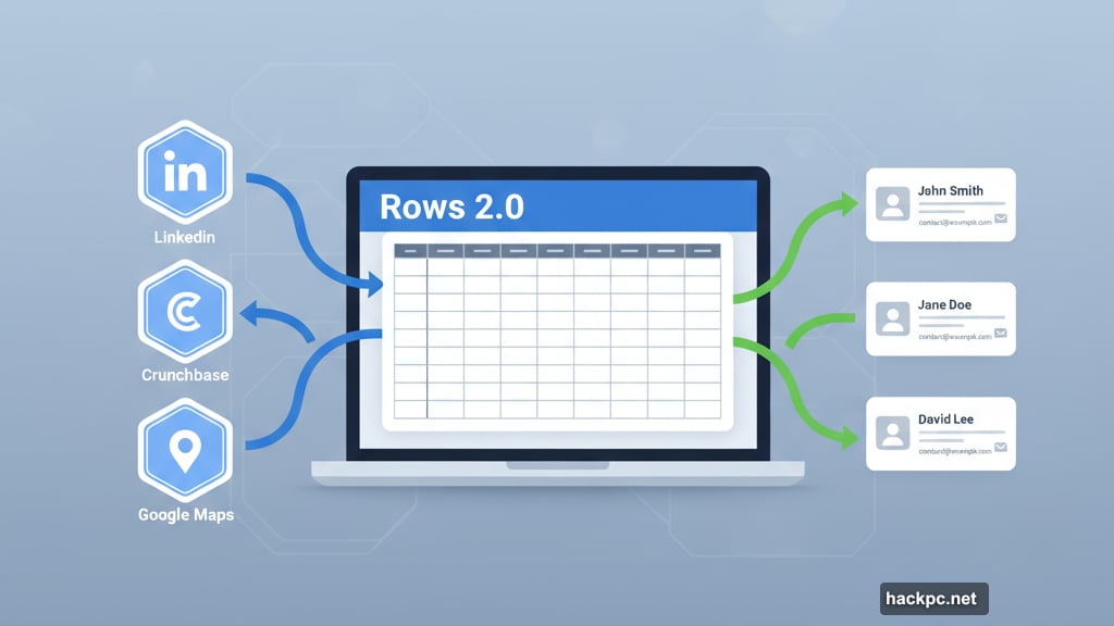 Rows enriches data from LinkedIn and Google Maps automatically collecting leads