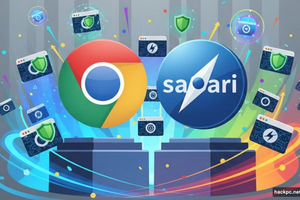 Browser competition visualization with Chrome Safari versus new AI privacy focused challengers