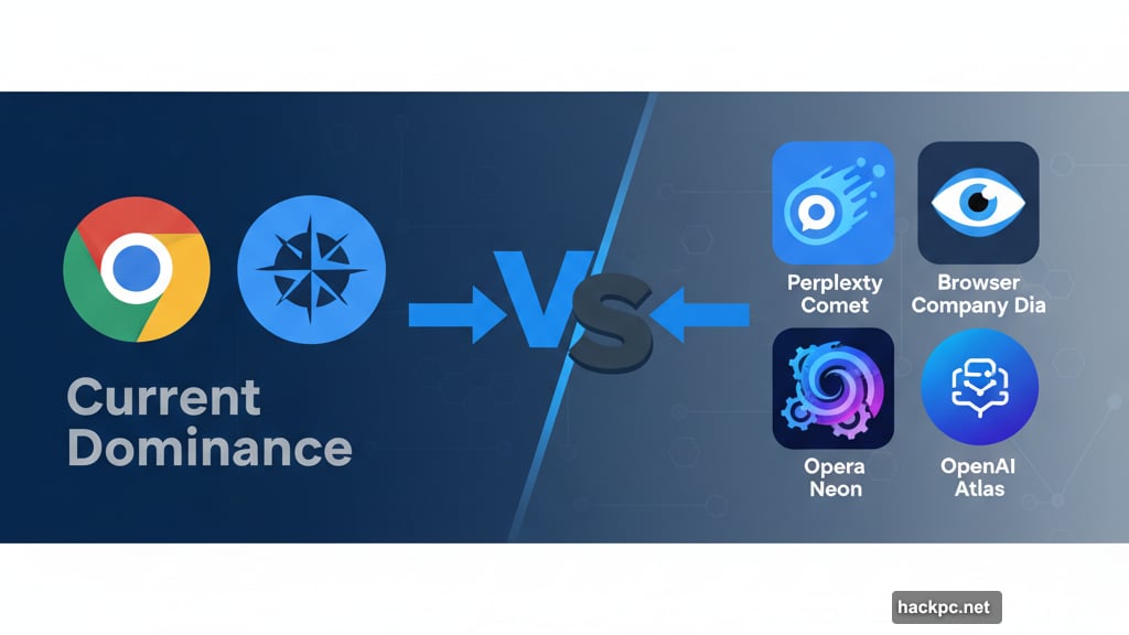 AI-powered browsers challenge Chrome and Safari market dominance