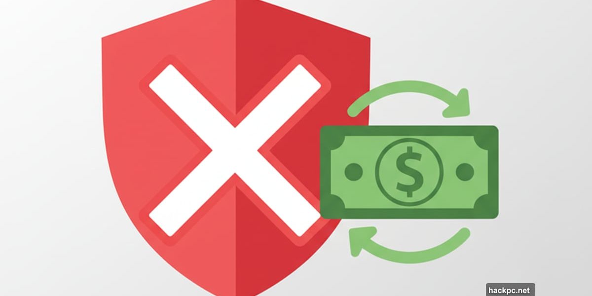 ExpressVPN logo with cancel button and refund money symbol