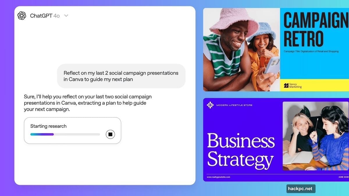 Canva generates visual content like slide decks and posters fast