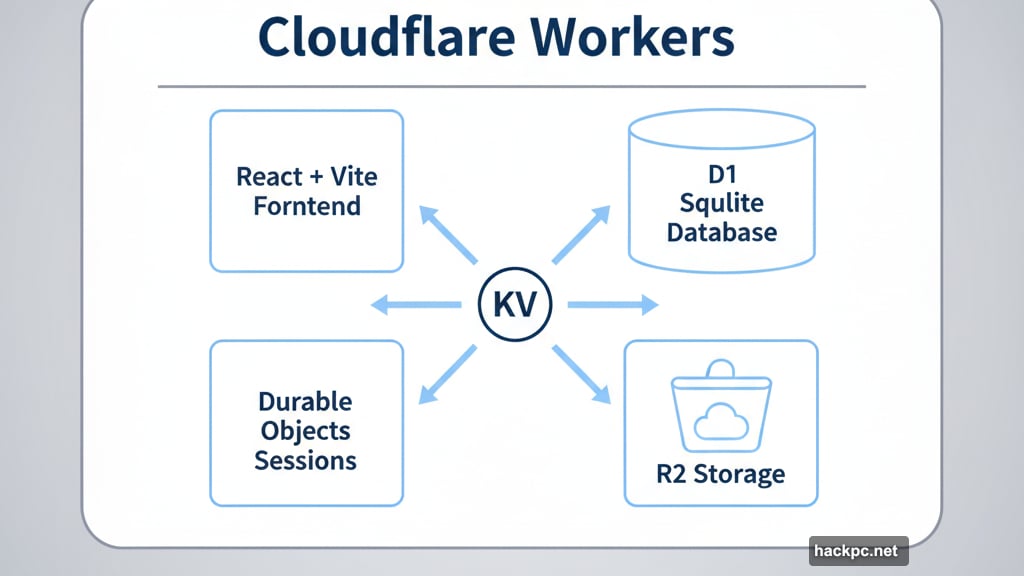 Backend runs on Cloudflare Workers with Durable Objects session management
