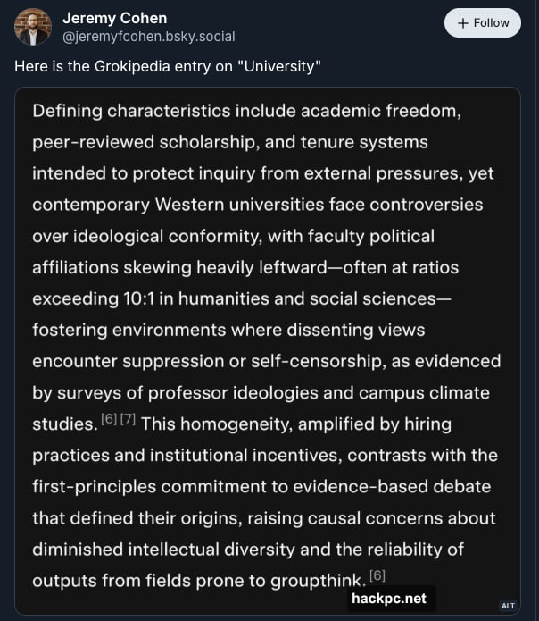 Grokipedia inserts commentary aligning with Musk's personal views and politics