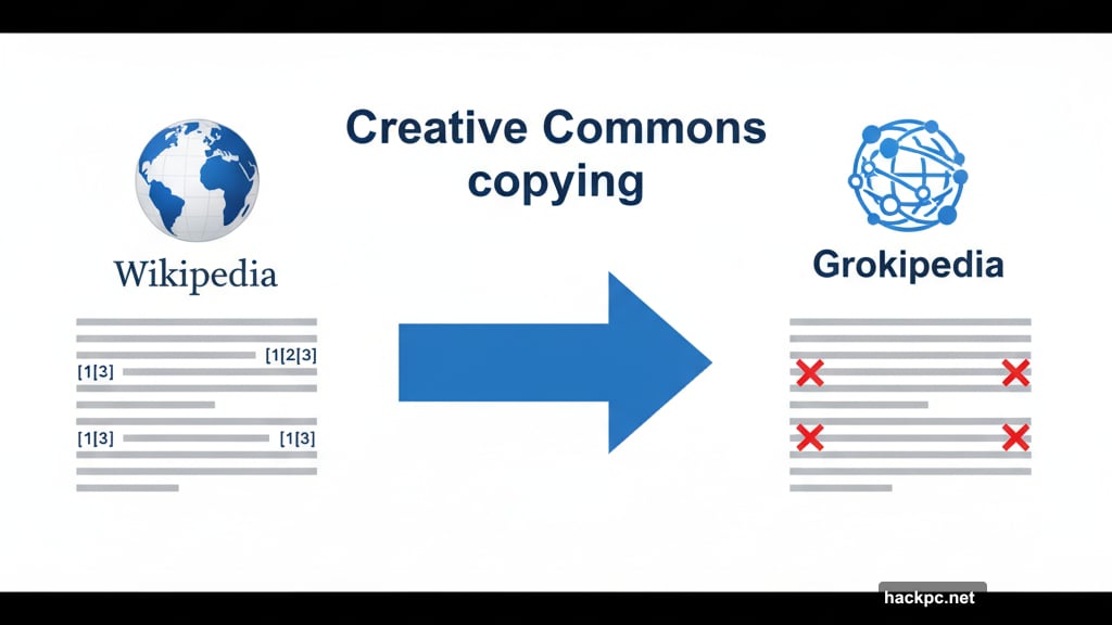 Grokipedia stripped out Wikipedia's inline citations and source verification