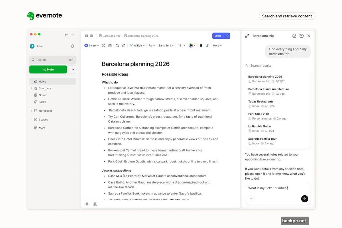 ChatGPT embedded directly into Evernote through OpenAI collaboration