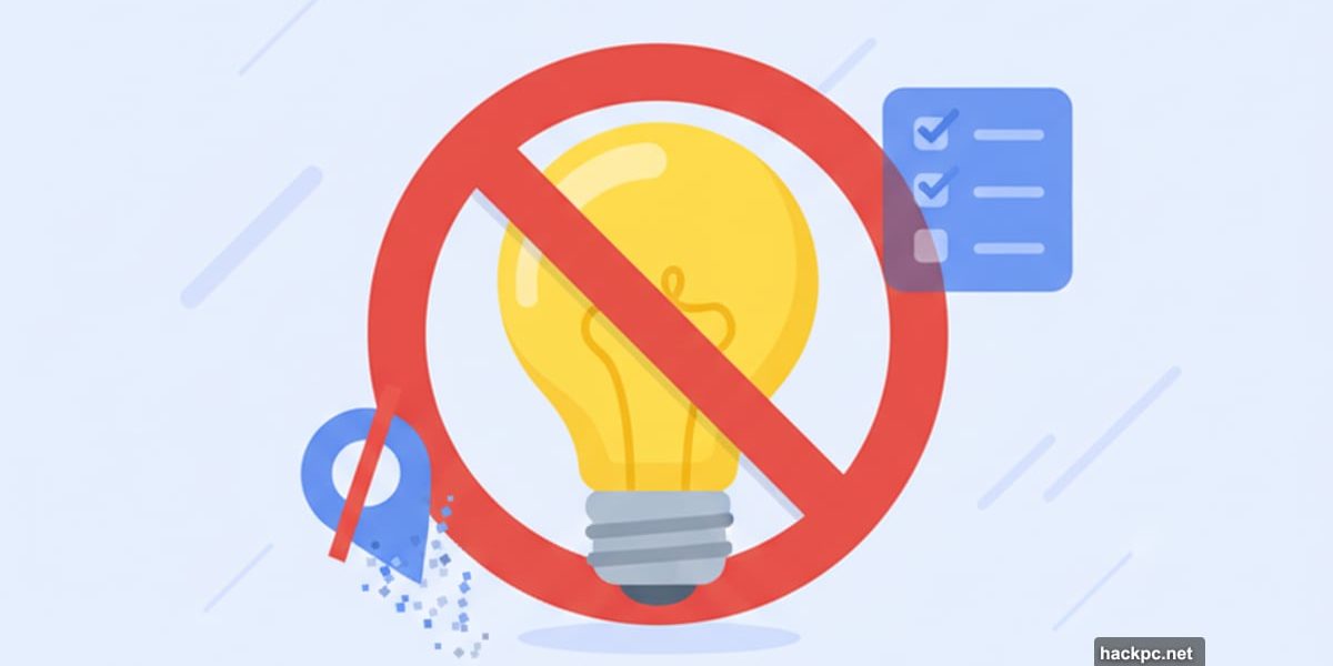 Google Keep icon with red X, location pin crossed out
