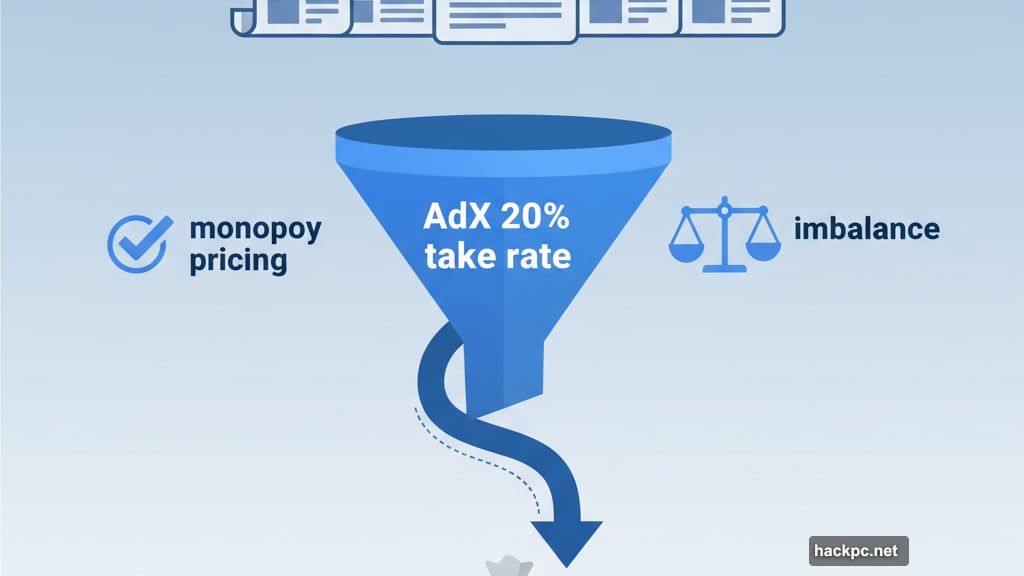 Court ruled AdX twenty percent take rate was monopolistically high