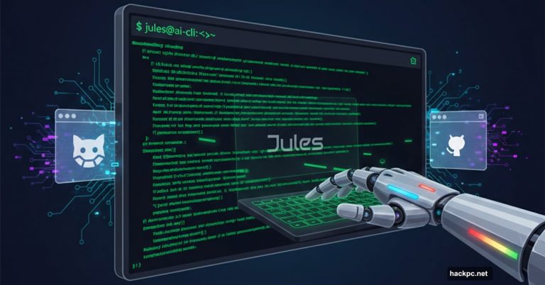 Google Jules AI agent emerging from terminal window displacing web interfaces