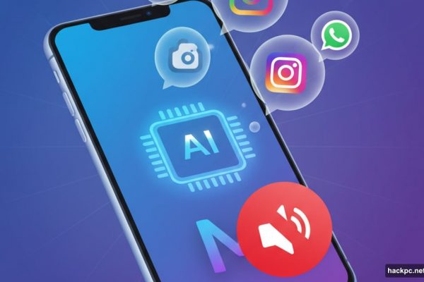 Smartphone with Meta AI notifications being silenced by mute button