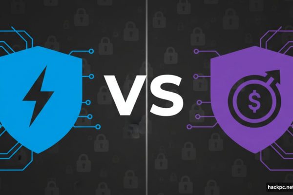 NordVPN versus Proton VPN comparison with shields and performance icons
