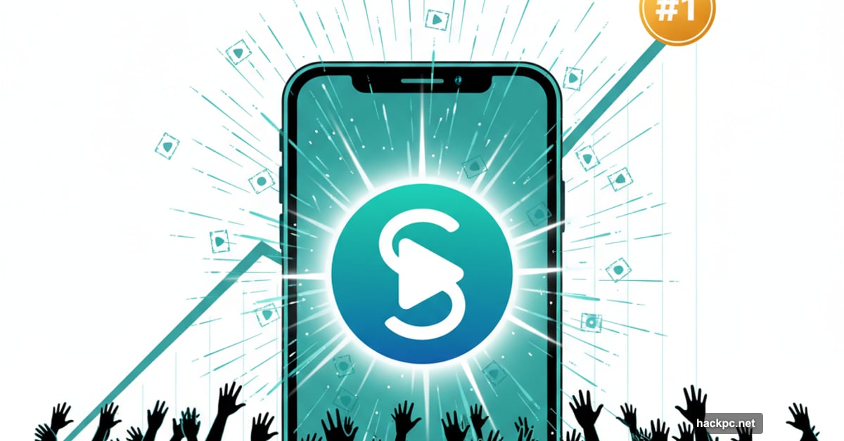 Smartphone displaying Sora app with people reaching for access