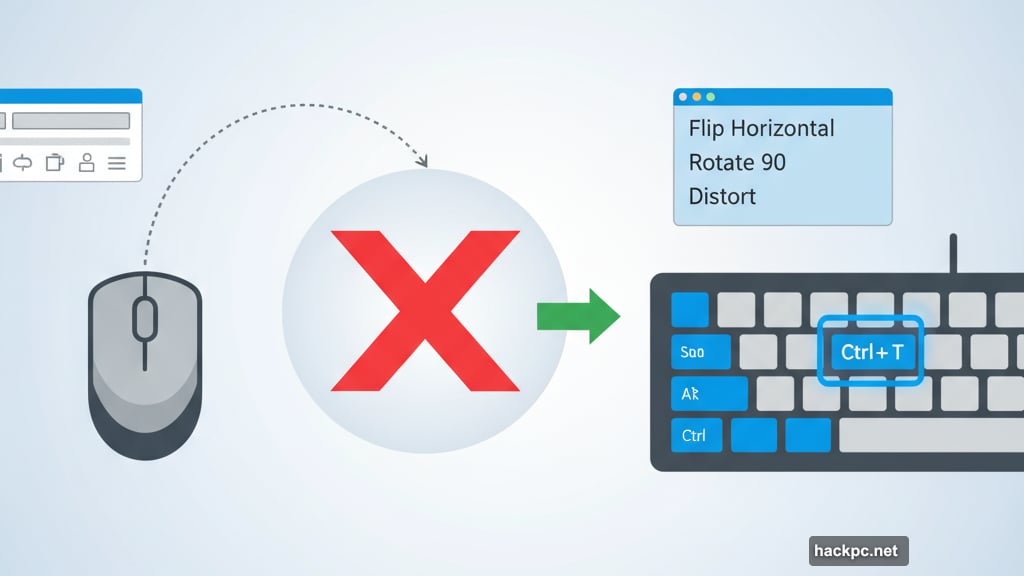 Transform options at your fingertips, not buried three levels deep