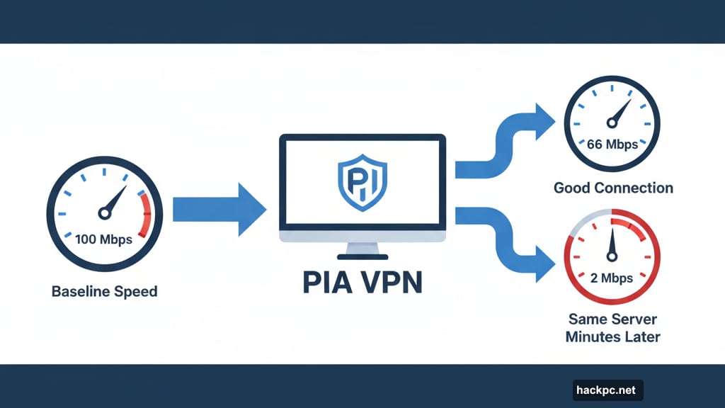 Download speeds swing wildly between acceptable and unusable on same server