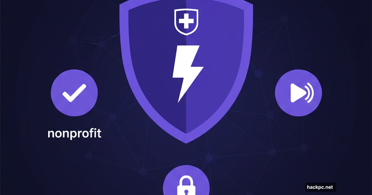 Proton VPN shield with Swiss flag and speed symbol representing nonprofit security