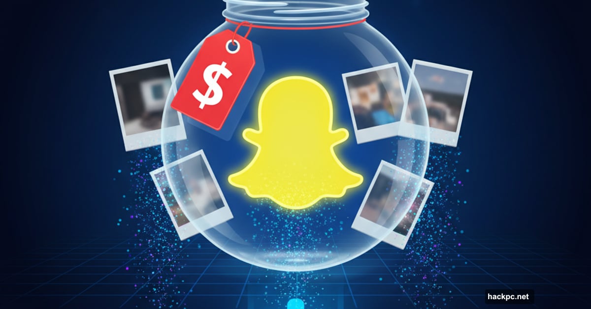 Snapchat ghost logo in jar with price tag, photos escaping