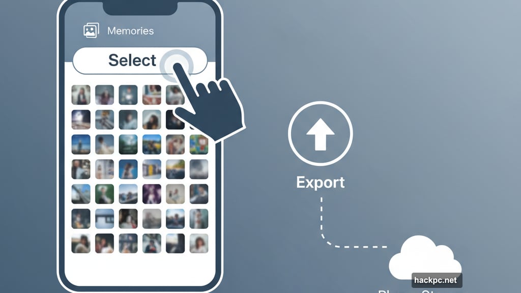 Save Snapchat Memories to phone in batches of 100 snaps