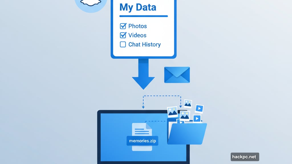 Request full Snapchat data archive download through My Data settings