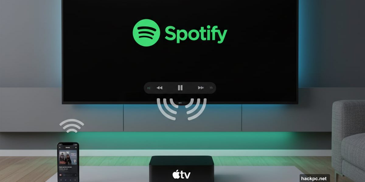 Spotify app on Apple TV with smartphone remote control