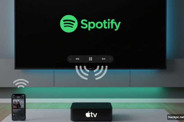 Spotify app on Apple TV with smartphone remote control