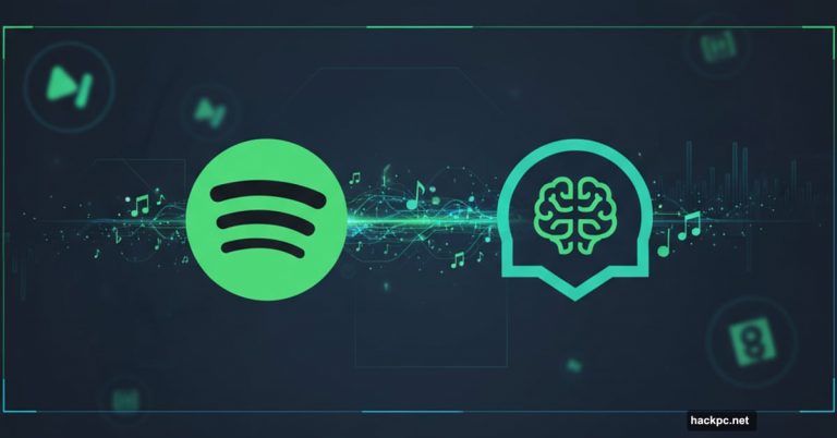 Spotify and ChatGPT logos connected by flowing data stream