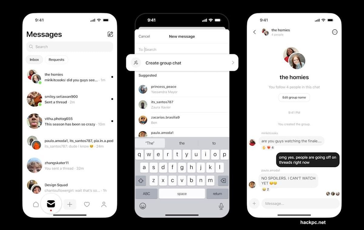 Threads group messaging allows up to 50 followers per conversation