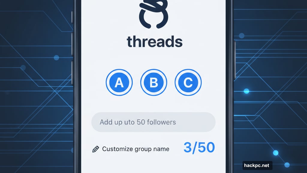 Threads group messaging allows up to 50 followers per conversation