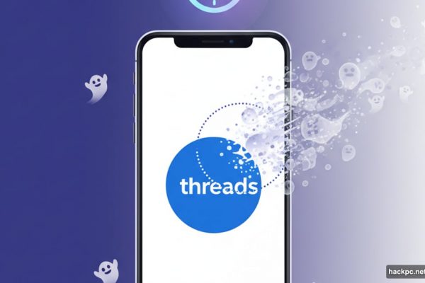 Threads app on phone with post dissolving into ghost particles and 24-hour timer