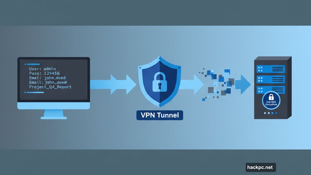 Full-disk encryption protects traffic from VPN provider visibility