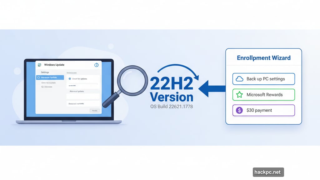 Verify Windows 10 version 22H2 before completing enrollment process