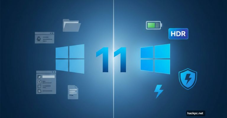 Windows 10 versus Windows 11 comparison with hidden features