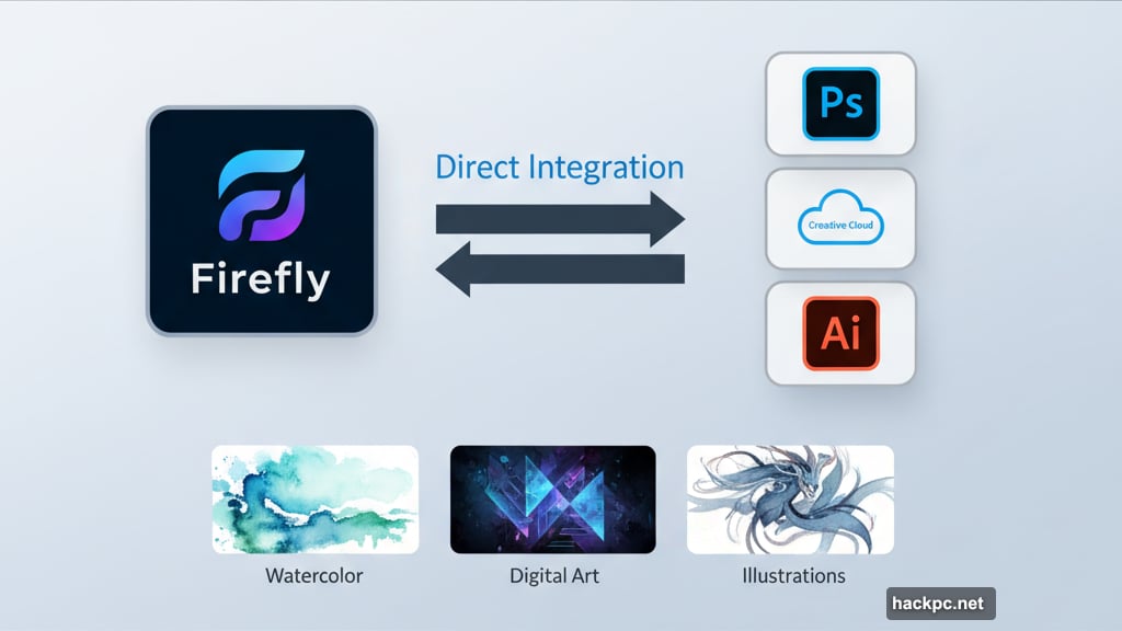 Adobe Firefly integrates directly into Photoshop and Creative Cloud apps